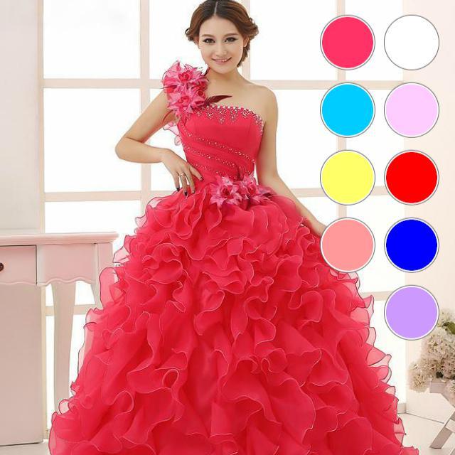 ウエディングドレス ４色 カラードレス ロングドレス ウェディング