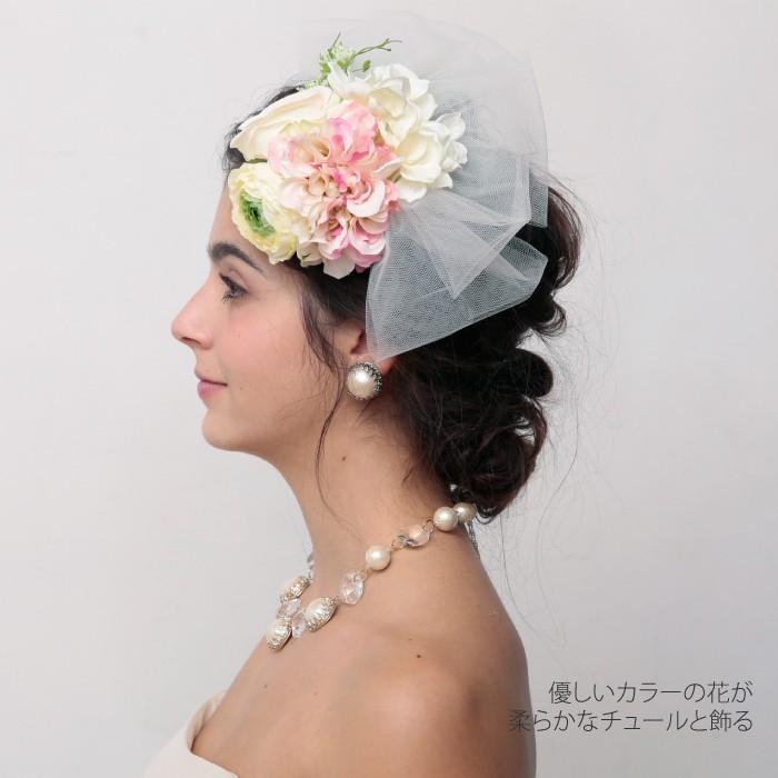 Hiila（イーラ） ヘッドドレス チュール ウェディング 花 ホワイト 白