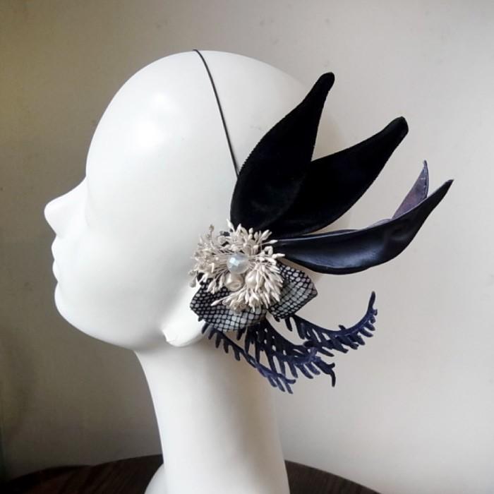 hiila 限定 ヘッドドレス コサージュ 卒業式 入学式 龍 紺 hiila 限定 ヘッドドレス コサージュ 卒業式 入学式 龍 紺