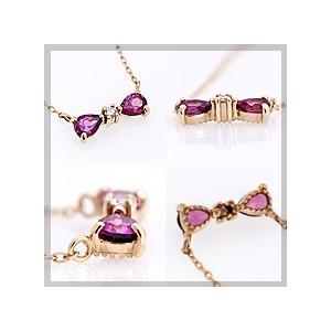 人気のリボンがダイヤとコラボ  K10ロードライト＆ダイヤRibbonネックレス ホワイトデー プレゼント ギフトの画像