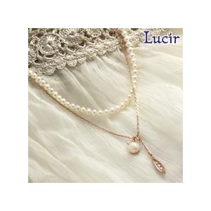 Lucir 送料無料 淡水パールに手彫りのホワイトローズ ladychicシリーズネックレス ピンクゴールド ホワイトデー プレゼント ギフト
