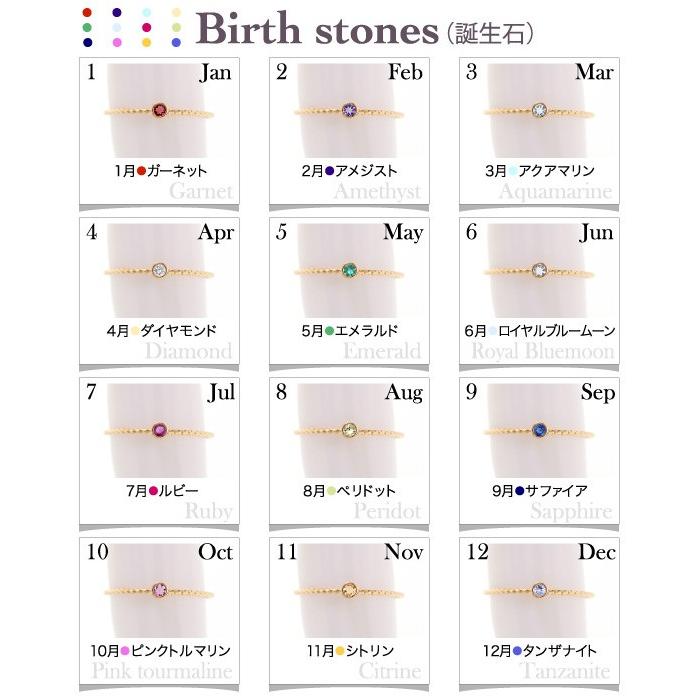 ピンキーリング K18 ゴールド 誕生石 リング 指輪 1月 2月 3月 4月 5月 6月 7月 8月 9月 10月 11月 12月 ホワイトデー プレゼント ギフトの画像