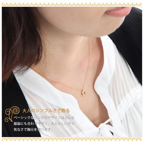 ペアネックレス ペアルック カップル ツイストリング 輪 K18 ネックレス 18金  K18イエローゴールド ホワイトデー プレゼント ギフトの画像