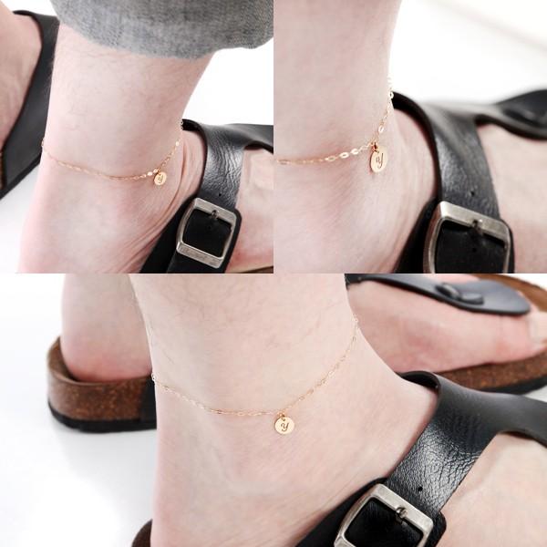 アンクレット ペア K10 10金 ゴールド スクエアチェーン イニシャル コイン ゴールド カップル ホワイトデー プレゼント ギフト