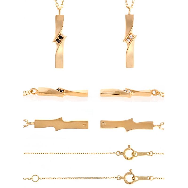 ペアネックレス カップル アクセサリー ペア ヒネリ シンプル 抱え込み K18 ネックレス YG 18金 プラチナ Pt900 /850 ホワイトデー プレゼント ギフトの画像