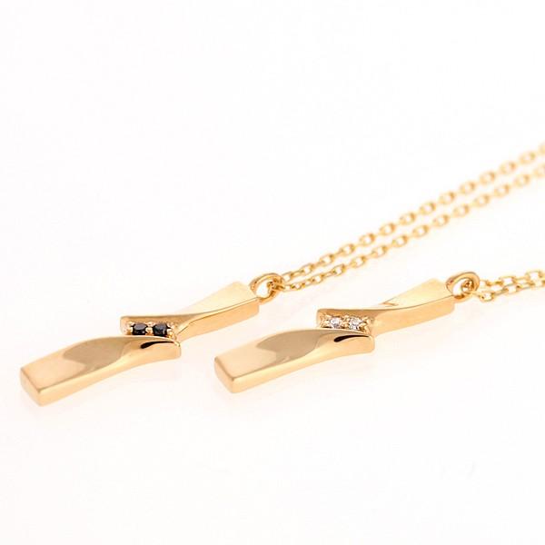 ペアネックレス カップル アクセサリー ペア ヒネリ シンプル 抱え込み K18 ネックレス YG 18金 プラチナ Pt900 /850 ホワイトデー プレゼント ギフトの画像