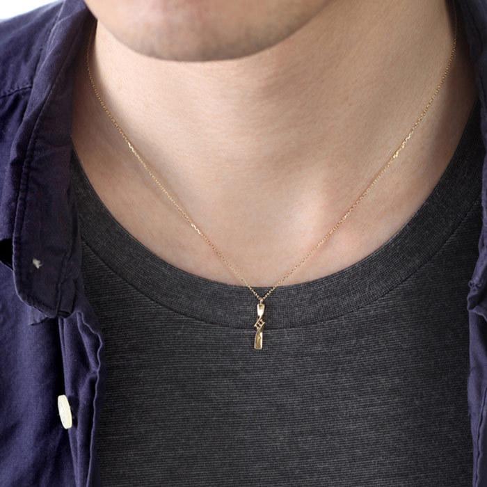 ペアネックレス カップル アクセサリー ペア ヒネリ シンプル 抱え込み K18 ネックレス YG 18金 プラチナ Pt900 /850 ホワイトデー プレゼント ギフトの画像