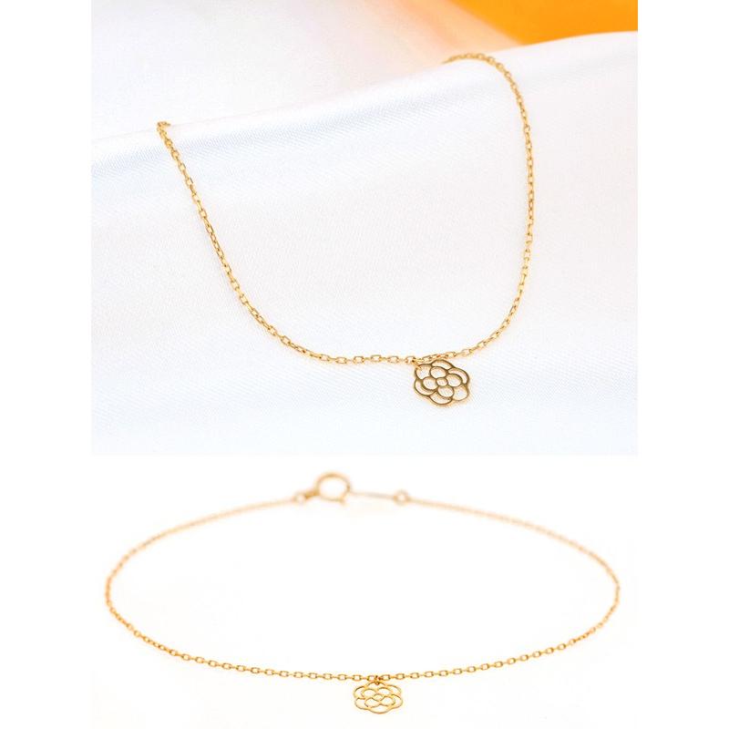 K18ブレスレット 18金ブレスレット レディースブレスレット 花