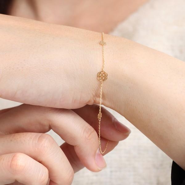 K18 18金 ブレスレット 花 フラワー K18チャーム 18K ホワイトデー