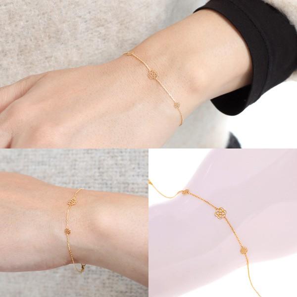 750 K18WG フラワー　ブレスレット 750 K18WG フラワー ブレスレット 花/フラワー ダイヤモンド(ピンク