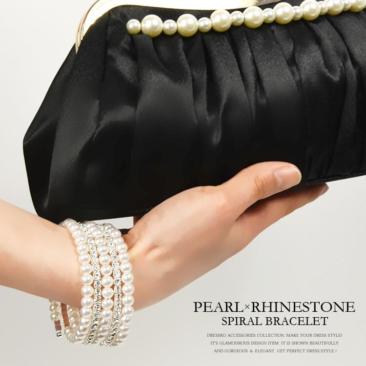 バングル パール レディース ブレスレット パールラインストーン