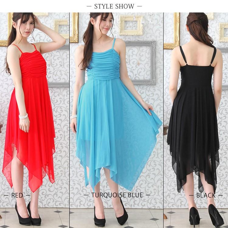 送料無料 ドレス ワンピース 15color アシンメトリーデザイン