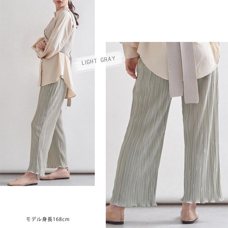美品　プリーツプリーズ　ロングプリーツパンツ　伸縮性　春夏　アイボリー 美品 プリーツプリーズ ロングプリーツパンツ 伸縮性 春夏