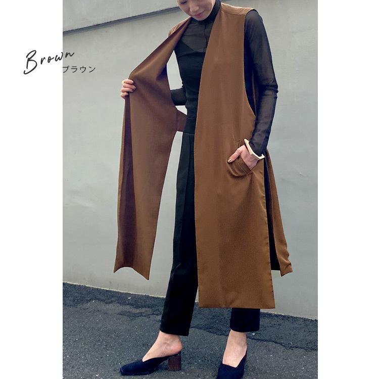 ジレ ロング レディース ベスト 袖なし ジャケット ロングジャケット