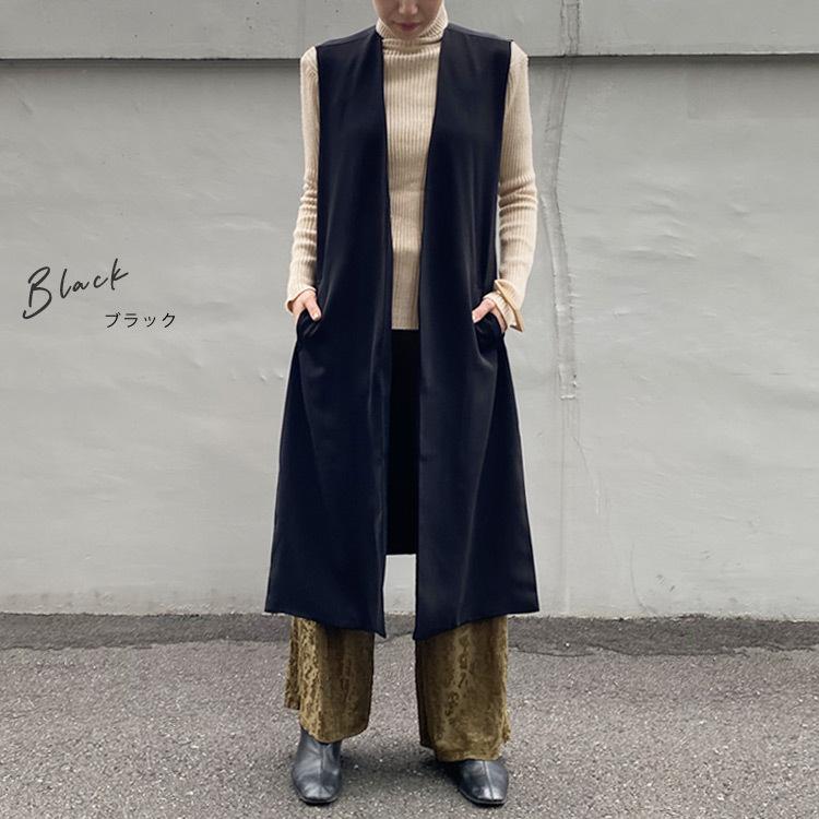 ジレ ロング レディース ベスト 袖なし ジャケット ロングジャケット