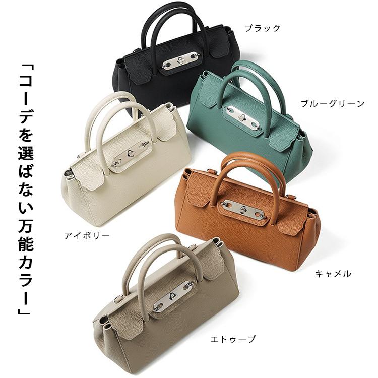 本革 ショルダーバッグ レディース 通勤 ハンドバッグ 黒 横長 2way 斜