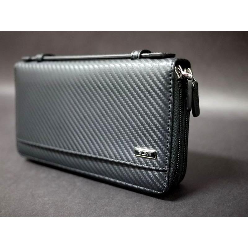 送料無料！TUMI トゥミ カーボン ダブル ジップ アラウンド クラッチバッグオーガナイザー 財布 DOUBLE ZIP AROUND CLUTCH  BLACK