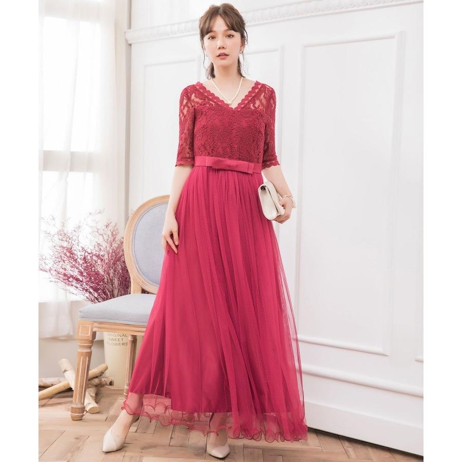 DRESS+ パーティードレス ロング丈 大きいサイズ 結婚式 袖あり DRESS+ パーティードレス ロング丈 大きいサイズ 結婚式 袖あり