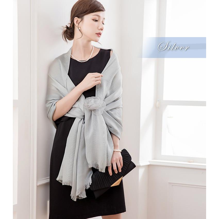 DRESS+ ショール ストール 結婚式 ボレロ 大判 とろみ ラメ入り バラ