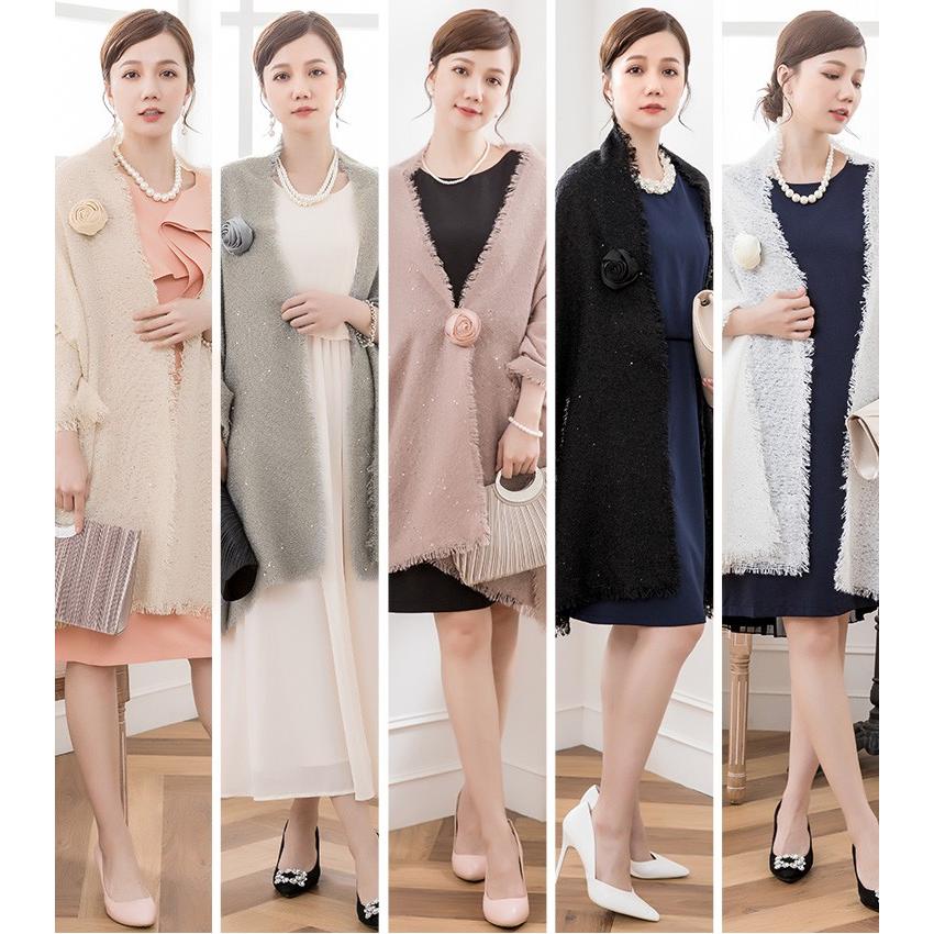 スパンコールドレスショール付き　　　　　　⭐️SALE⭐️ DRESS+（ドレスプラス） ショール ストール 結婚式 ボレロ 大判