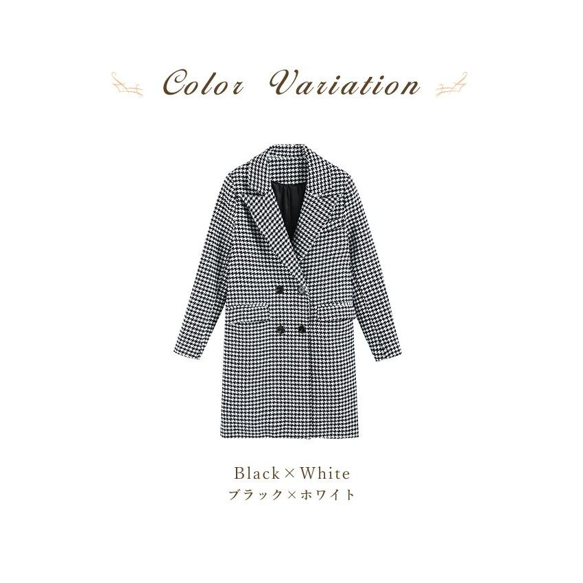 DRESS+（ドレスプラス） 千鳥柄 ダブルボタン ピーコート 大きいサイズ