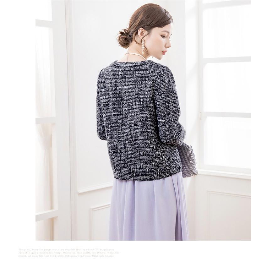 DRESS+（ドレスプラス） ノーカラージャケット ツイード ラメ シンプル