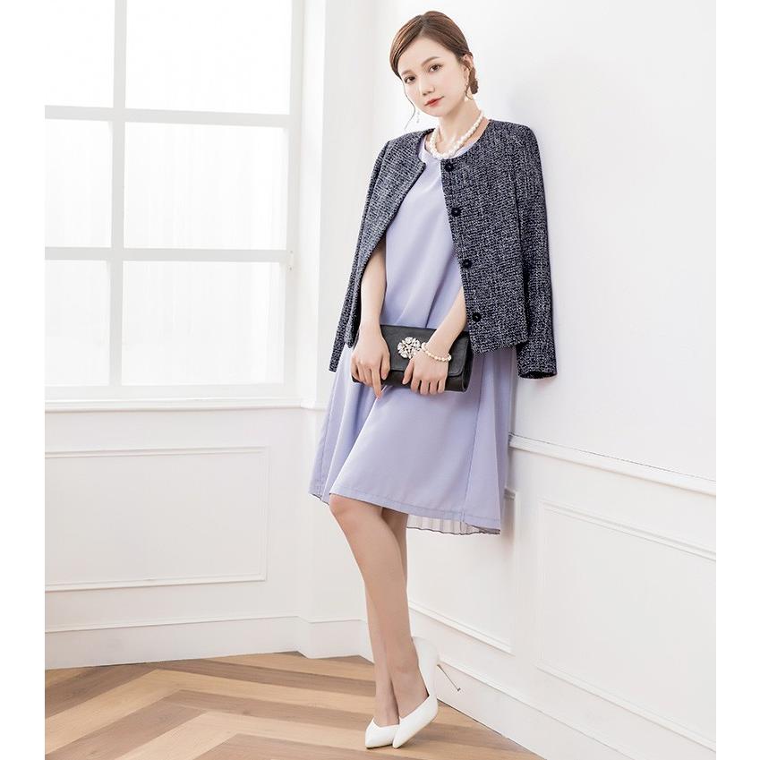 DRESS+（ドレスプラス） ノーカラージャケット ツイード ラメ シンプル