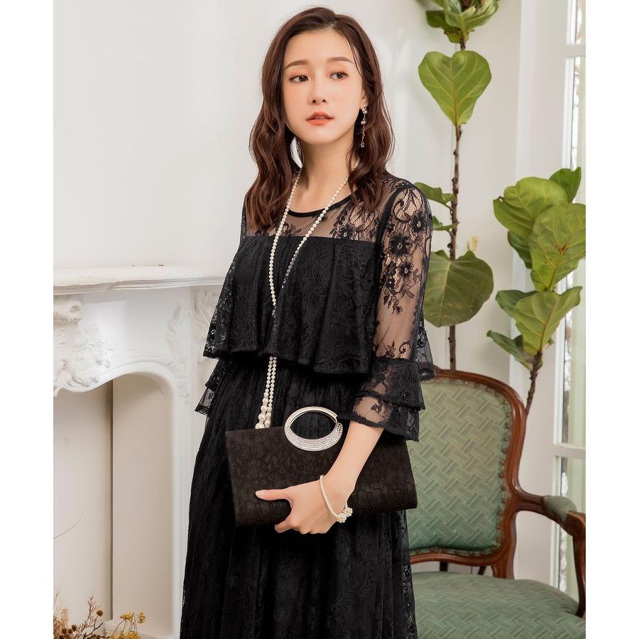 DRESS+（ドレスプラス） パーティードレス レース 大きいサイズ 袖あり