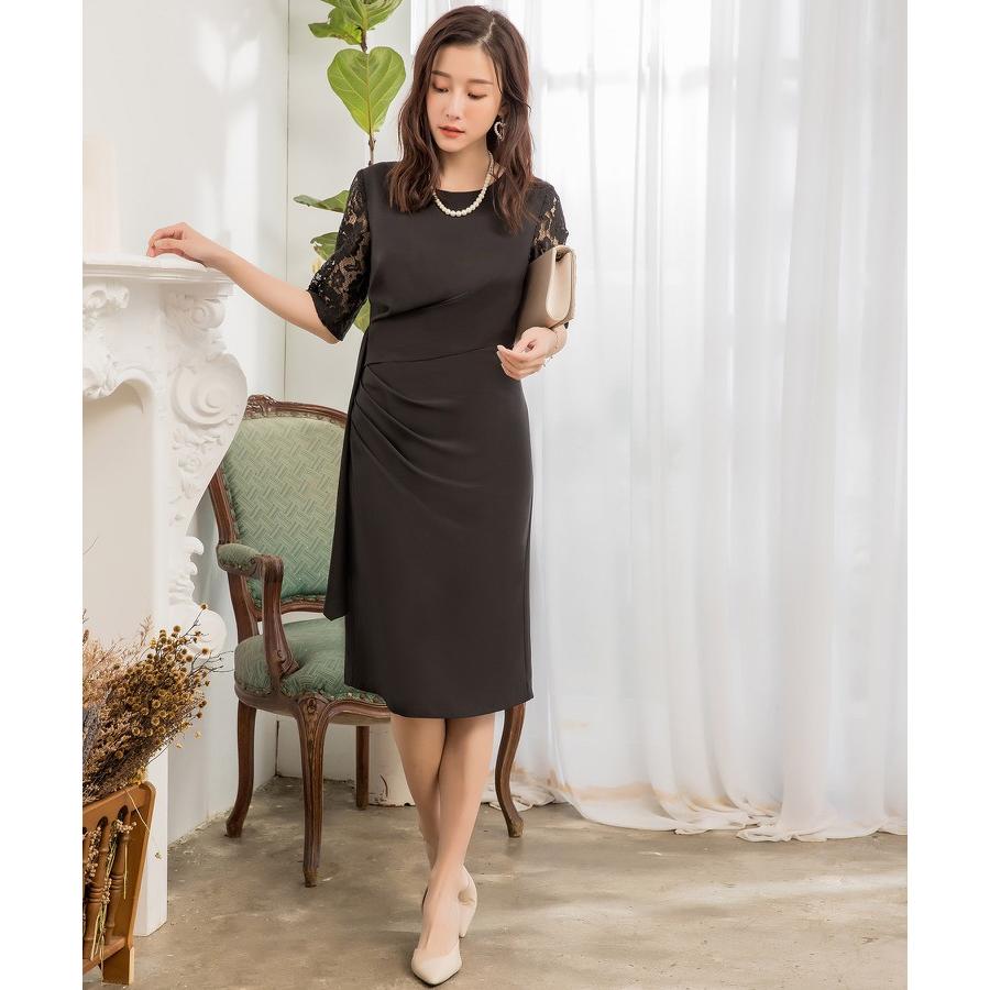 パーティードレス レディース ドレス 結婚式 Aラインワンピース ワンピースドレス ボウタイ レース 花柄レース 袖あり 5分袖 膝丈 大きいサイズ Cy857 パーティードレス ワンピース通販 通販 Yahoo ショッピング