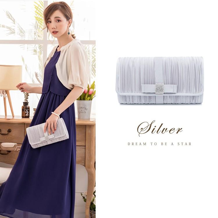 DRESS+（ドレスプラス） パーティーバッグ 大きめ シルバー クラッチ