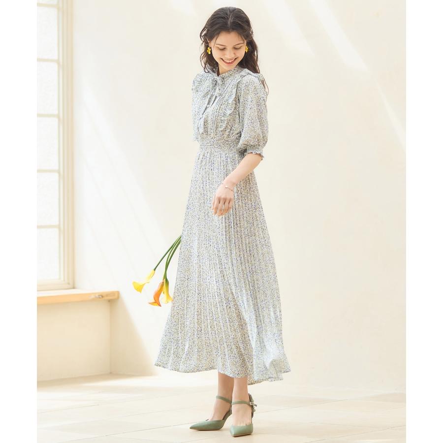 DRESS+（ドレスプラス） ワンピース プリーツワンピース Aライン 花柄 