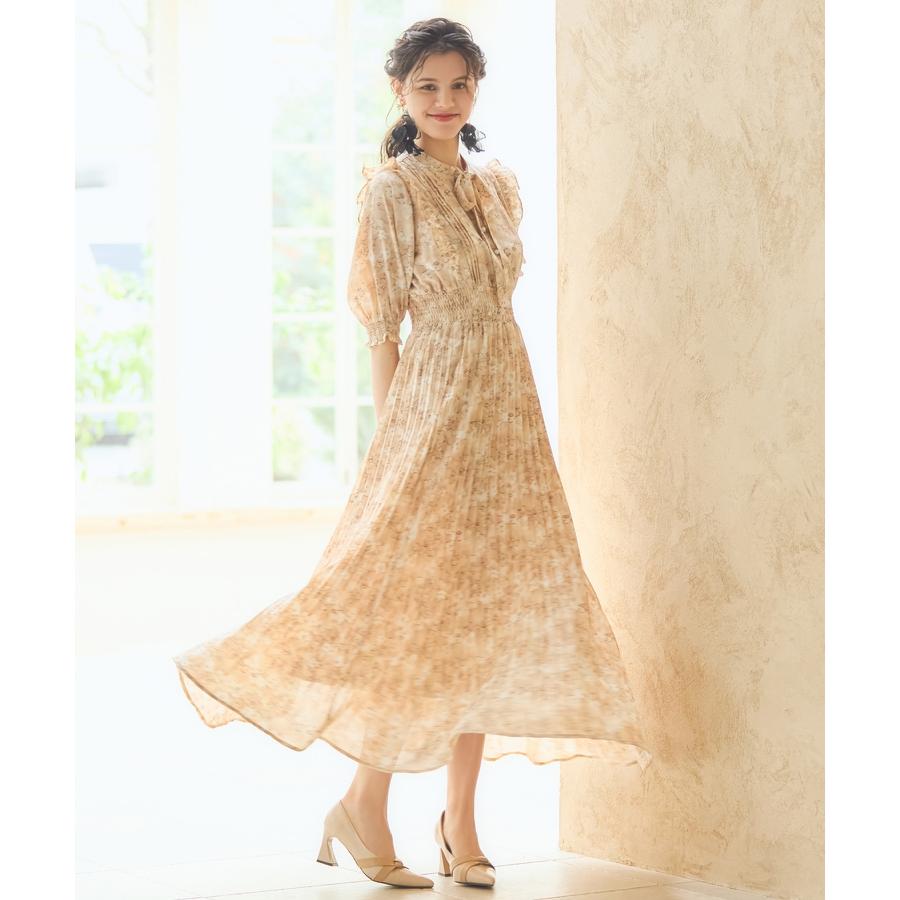 DRESS+（ドレスプラス） ワンピース プリーツワンピース Aライン 花柄 