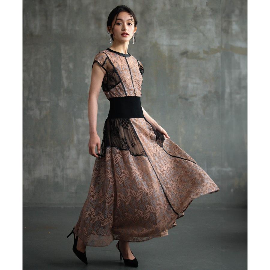 DRESS+ 総レースワンピース ドレス フレアワンピース ロング丈 DRESS+ 総レースワンピース ドレス フレアワンピース ロング丈