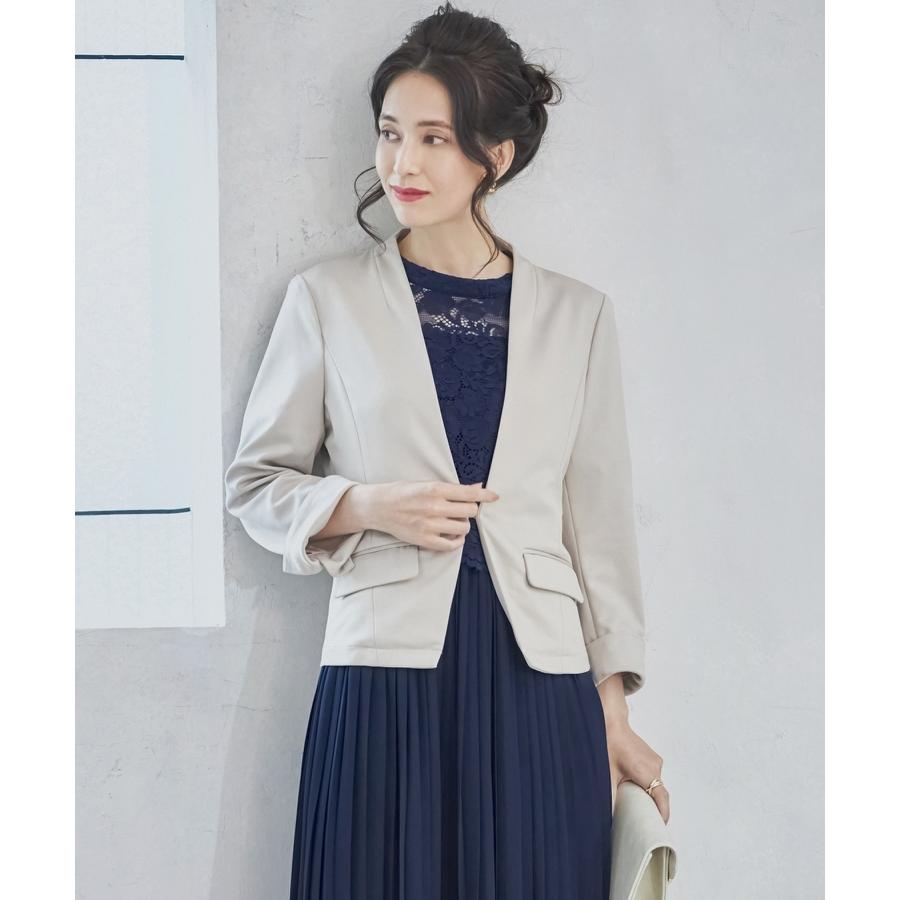 ゴージャスなフォーマルノーカラージャケット DRESS+ ジャケット レディースジャケット ノーカラージャケット