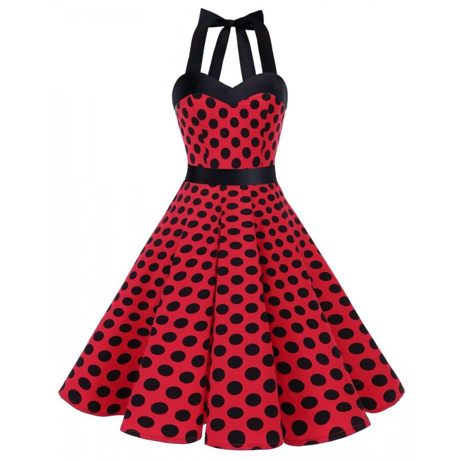 Dresstell ドレステル スイングワンピース レトロ ロカビリーワンピース 結婚式 パーティーワンピース ホルター 水玉柄 ドット Aライン ベルト付き リボン Dtc 3p Dresstell 通販 Yahoo ショッピング