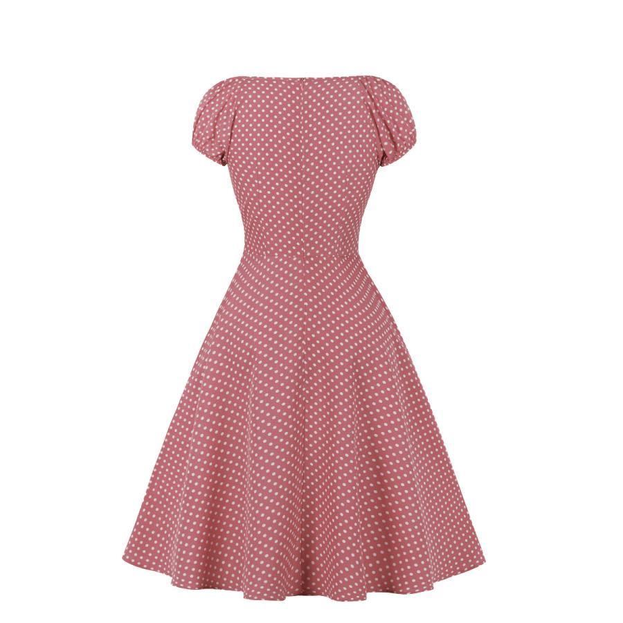 ワンピース ドレス 結婚式 S 2xlドット柄 Vネック 袖あり レトロワンピース ロカビリー かわいい Aライン フレアワンピース 50年代 お呼ばれ スイングワンピース Dtyh06 Dresstell 通販 Yahoo ショッピング