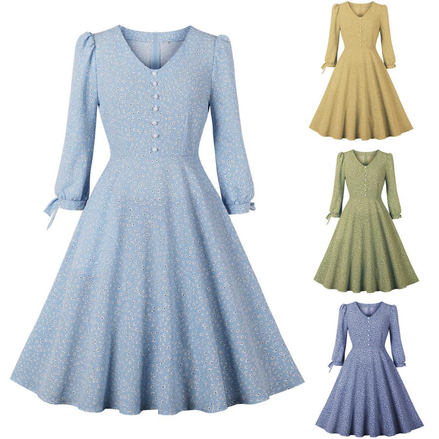 パーティードレス ワンピース S 2xl花柄 レトロワンピース ロカビリー 長袖 Aライン 膝丈 50年代 お呼ばれ 誕生日 プレゼント 入学式 Dtyh063 Dresstell 通販 Yahoo ショッピング