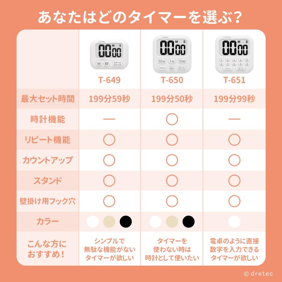 ドリテック 公式 キッチンタイマー デジタル タイマー 大画面 キッチン