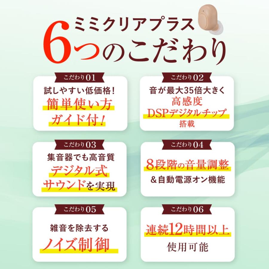 ミミクリアプラス(耳穴式)  正規品 集音器 1年保証 高齢者 使いやすい 充電式 ワイヤレス 高齢者用 耳掛けタイプ 耳掛け式 補聴器ではありません |  | 04