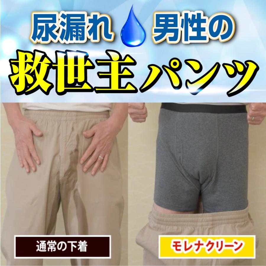 モレナクリーン 150ml吸収  尿漏れパンツ 日本製防水布 男性用 軽失禁パンツ 尿もれパンツ ちょい漏れ メンズ トランクス 実用新案 消臭抗菌 送料無料 |  | 02