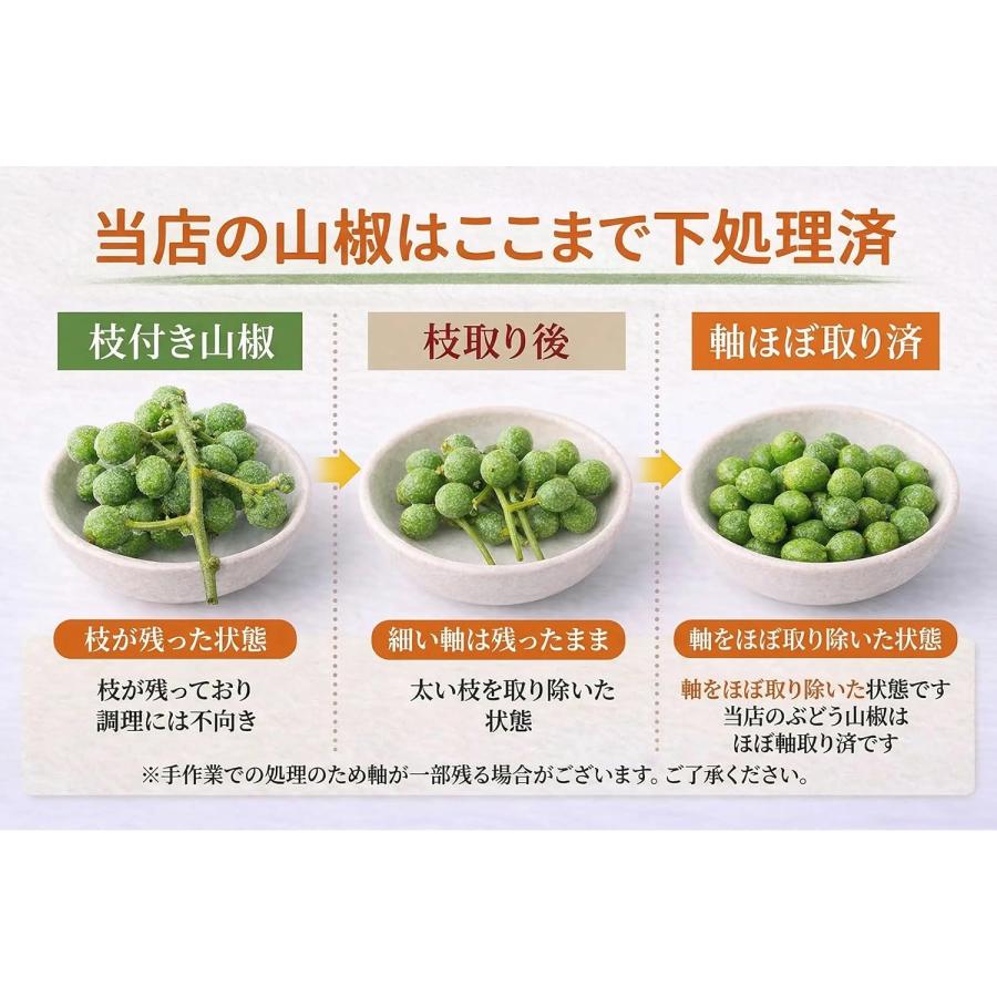 実山椒 冷凍 ぶどう山椒 和歌山県産 300g 【アク抜き済・枝取り済・軸ほぼ取り済】国産 山椒 下処理済　北海道・沖縄へは別途送料1000円 |  | 04