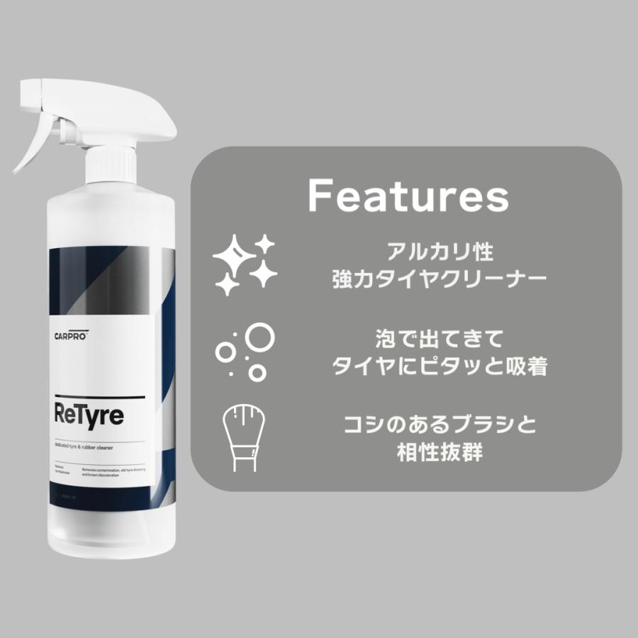 CARPRO カープロ ReTyre リタイヤ タイヤの固着した汚れを落とし、輝きを取り戻す、タイヤクリーナー 1000ml カープロ｜drive｜02