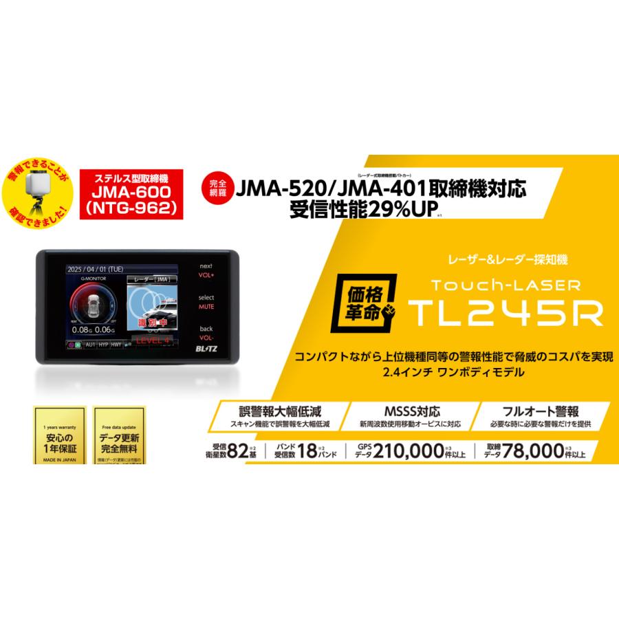 BLITZ レーダー探知機 新型レーダー＆レーザー GPSデータ更新無料 最新データ無料ダウンロード・更新 レーザー＆レーダー探知機