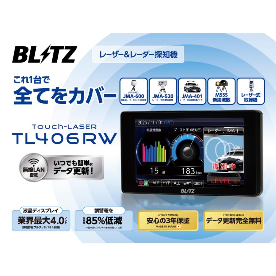 BLITZ（ブリッツ） TL406RW + OBD2-BR2A セット (レーザー&レーダー