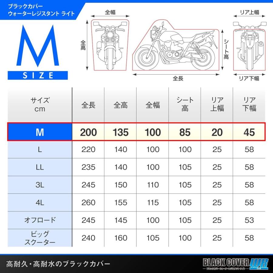デイトナ 97940 ブラックカバー ウォーターレジスタント ライト M 耐水圧20,000mm バイクカバー 高耐久・耐水性 DAYTONA(取寄商品)|drivemarket|02
