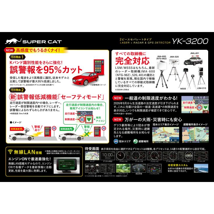 SUPER CAT YK-3200 ユピテル レーザー＆レーダー探知機 SuperCat 2026