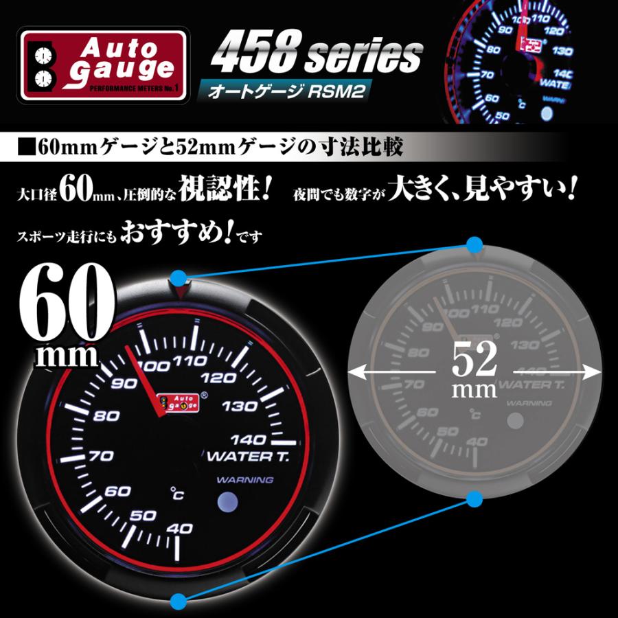 水温計 油温計 油圧計 3連メーター RSM2 458 60Φ オートゲージ ブルー