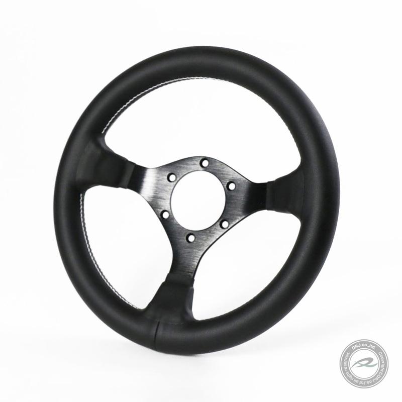 ステアリング N28PBH ホーンボタン付 28Φ PVCレザー ブラックスポーク