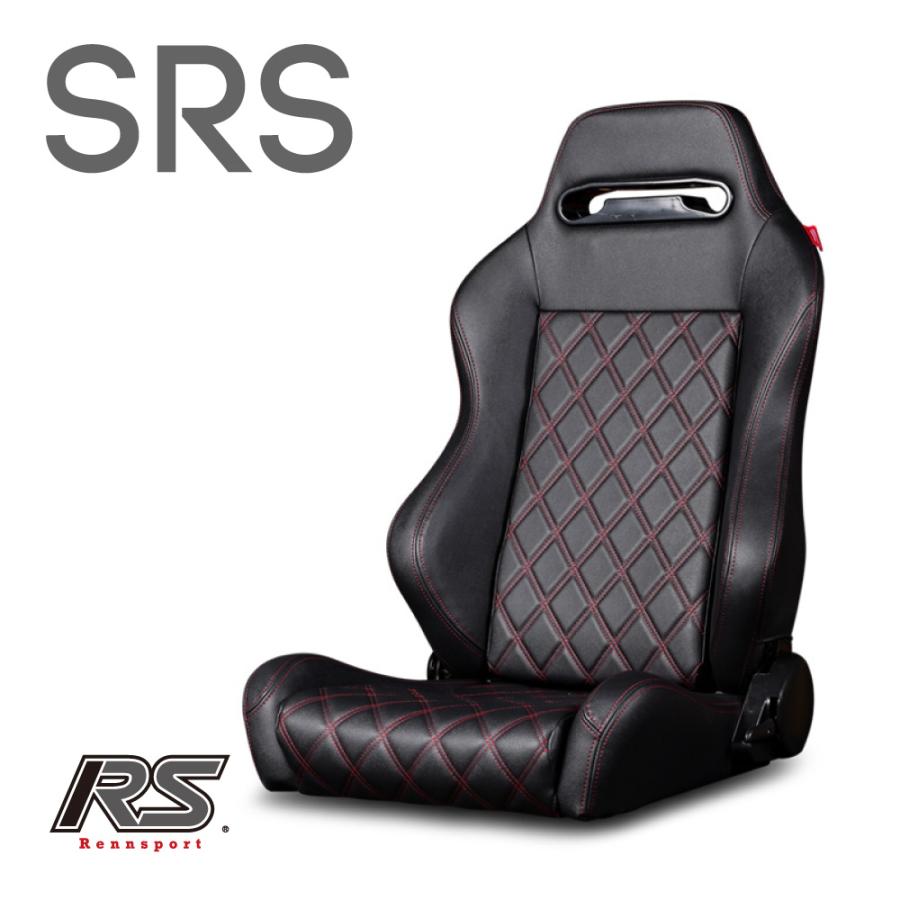 セミバケットシート SRS キルティング PVC 赤ステッチ 右用RENNSPORT 