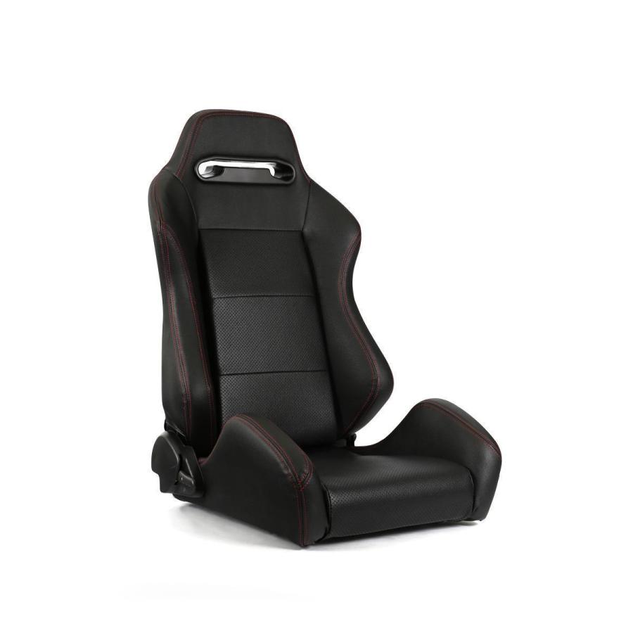 セミバケットシート SRJ パンチングPVC 赤ステッチ 右席用RENNSPORT 